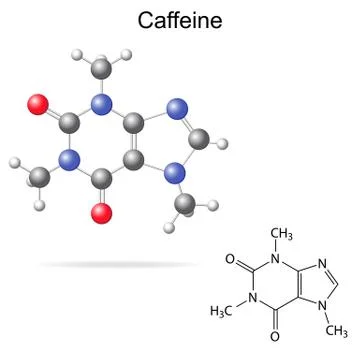 Model and chemical formula of caffeine Stock-Illustration