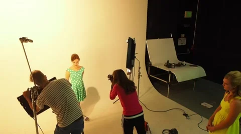 Model and studio crew Stock Footage 56680040