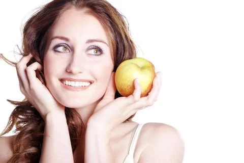 Model with apple Stock Photos