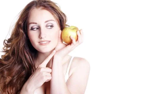 Model with apple Foto stock