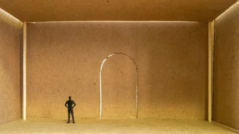 Model of architecture with human scale and light entering from behind Stock Photos