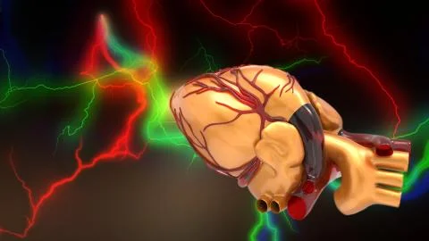Model of artificial human heart 3d rendering Stock Illustration