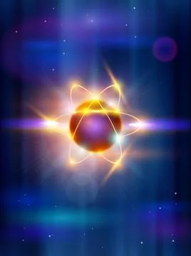 Model of the atom &amp; blue technology background. Vector illustration / Eps10 Illustrazione stock