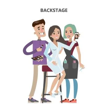Model at backstage. Stock Illustration