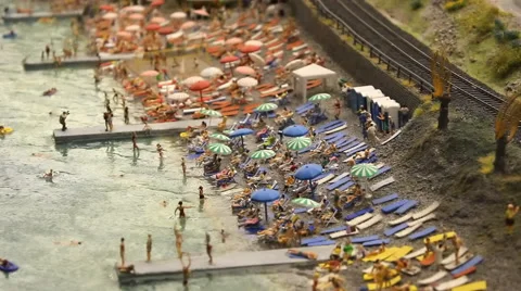 Model beach with people Stock Footage 68811687