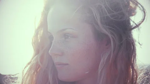 Model on the beach, Vintage, Sunset Stock-Footage 67510673