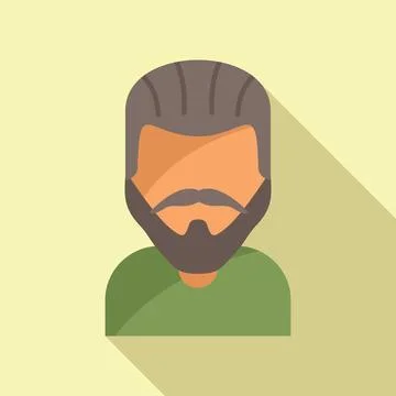 Model beard man icon flat vector. Adult portrait Stock Illustration