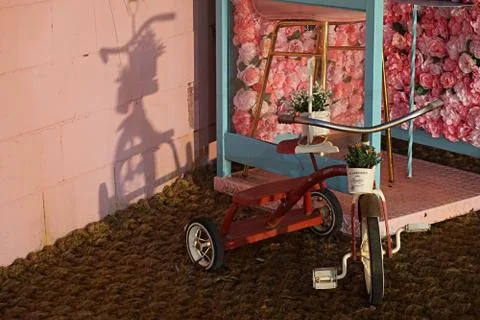 A model bicycle that decorates space. Stock Photos