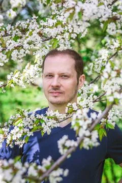Model in blossoming trees Stock Photos