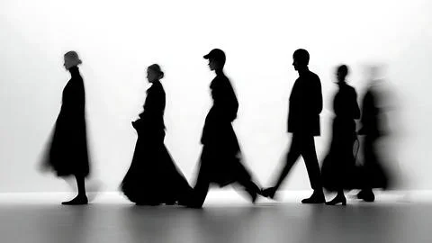 Model with Blurred Group Background Silhouette Pack Stock Illustration