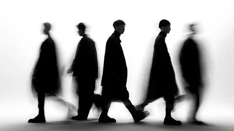 Model with Blurred Group Background Silhouette Pack Stock Illustration