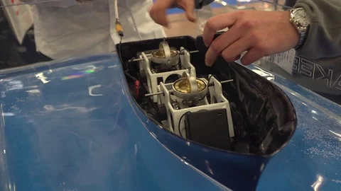 Model boat with gyroscope stabilizers  Stock Footage 106496152