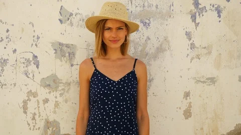 Model with a brown hat Stock Footage 107010980