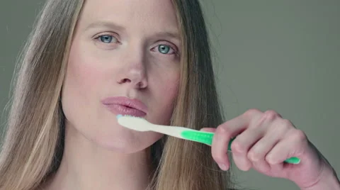 Model brushes teeth Stock Footage 63032170