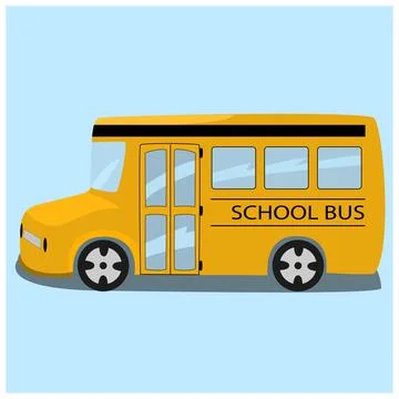 Model Bus School and Blue Color Background. Stock Illustration