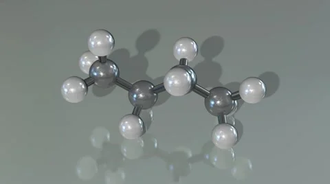The Model of the Butane Molecule on Gray Background Video stock 56343132