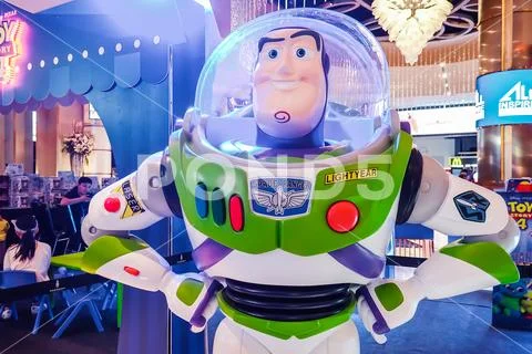 Model Buzz Lightyear robot toy character form Toy Story animation film Stock Photos