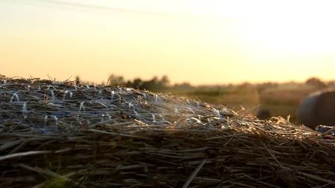 Model car on a round bale Stock Footage 76609518
