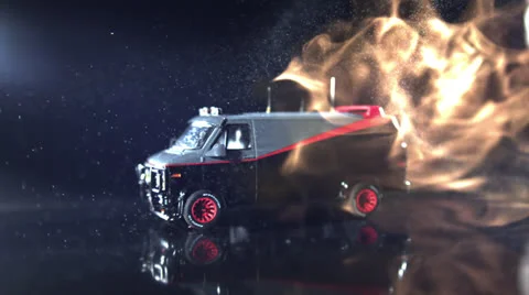 MODEL CAR THROUGH FIRE # 2 Stock Footage 25285827