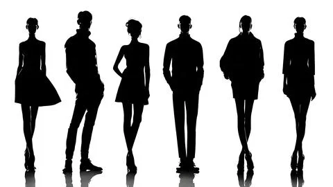 Model Casting Line-Up Silhouette Set Stock Illustration
