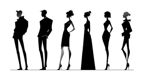 Model Casting Line-Up Silhouette Set Stock Illustration