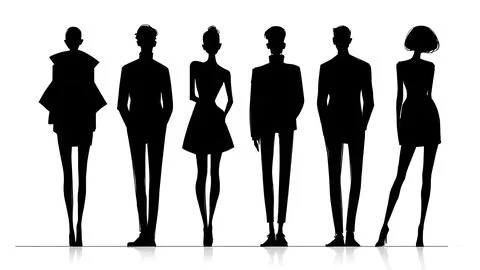 Model Casting Line-Up Silhouette Set Stock Illustration