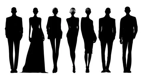 Model Casting Line-Up Silhouette Set Stock Illustration