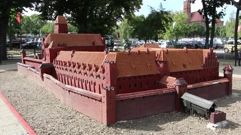Model of the castle of the Teutonic Order in Malbork, Poland Stock Footage 47826919