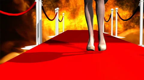 Model on Cat Walk with Fiery Background Stock Footage 45701356