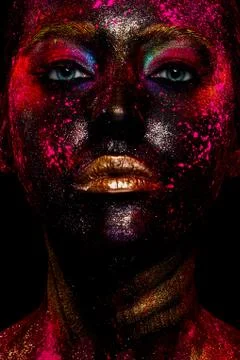 Model with colorful face Stock Photos
