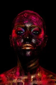 Model with colorful face Stock Photos