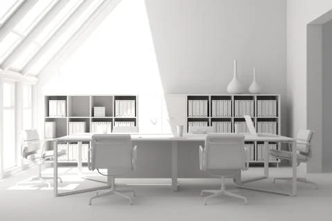 Model of conference room interior design. 3d rendering Stockillustratie