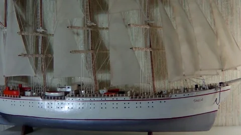 Model - a copy of a sailing ship Stock Footage 70988295