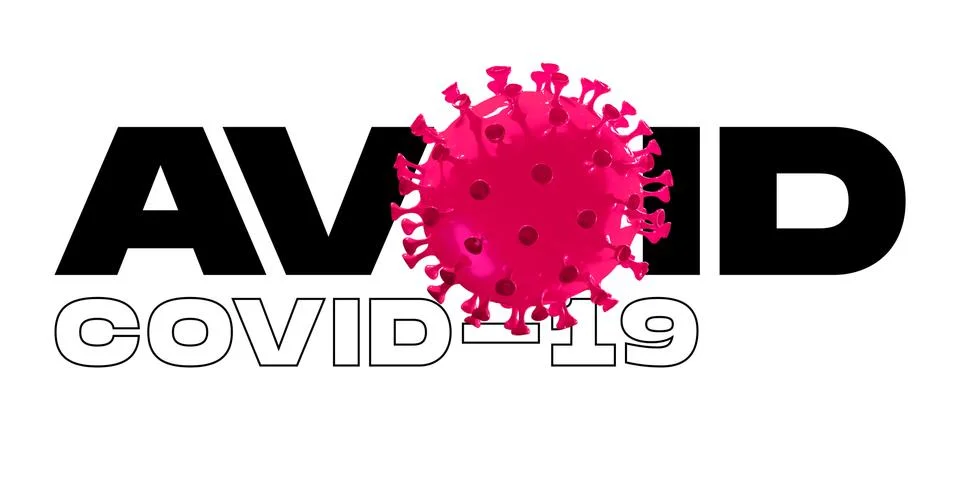 Model of COVID-19 in word AVOID concept of pandemic spreading, virus 2020 Stock Illustration