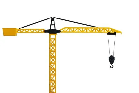 Model of a crane on a blank background. Toy crane on white isolate background Stock Photos