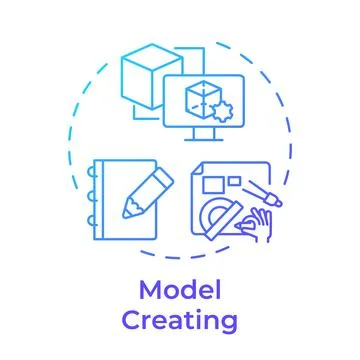 Model creating blue gradient concept icon Ilustración de archivo