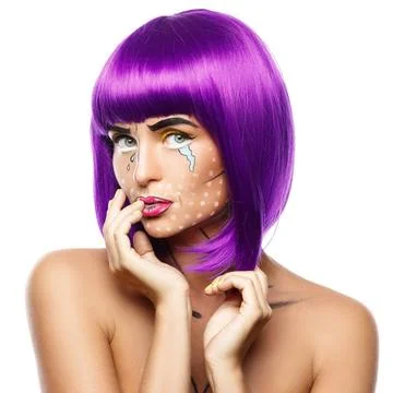 Model in creative image with pop art makeup Model in creative image with p... Stock Photos