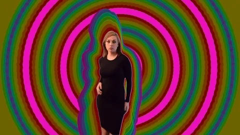 Model Dances Rainbow Circles Stock Footage 70345074