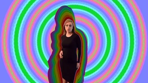 Model Dances Rainbow Circles Negative Video stock 70345064