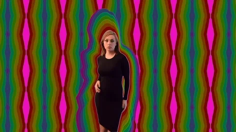 Model Dances Rainbow Color Grid Video stock 70345047