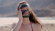 Model With Dead Sea Mud Close Up In Slow Motion Stock Footage