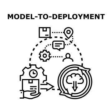 Model to deployment continuous delivery process infographic Stock Illustration