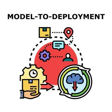 Model to deployment continuous delivery process infographic Stock Illustration