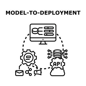 Model to deployment lifecycle process concept Stock Illustration