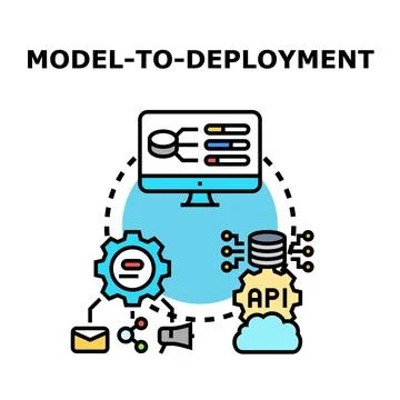 Model to deployment lifecycle process concept Illustrazione stock