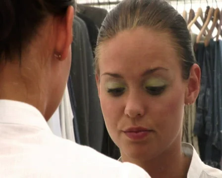 Model doing her makeup Stock Footage 605161