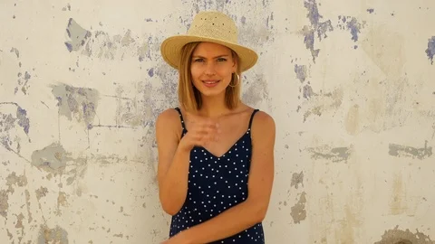 Model doing a hush gesture Video stock 107011050