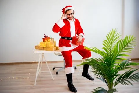 Model dressed as Santa Claus Stock Photos