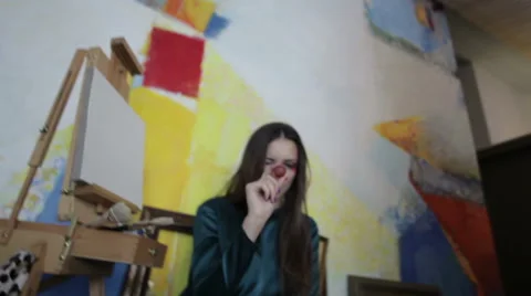 Model Eating Grapes. Throwing Grapes At The Camera Stock Footage 52006436