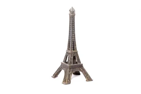 Model Eifell tower made from brass on a white background Stock Photos